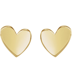 88158 Earring 14K Yellow 4 X 4 Mm Pair Threaded Backs Included .377 In Polished Asymmetrical Heart Earrings