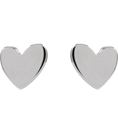 88158 Earring Sterling Silver 4 X 4 Mm Pair Threaded Backs Included .377 In Polished Asymmetrical Heart Earrings