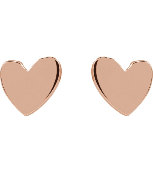 88158 Earring 14K Rose 4 X 4 Mm Pair Threaded Backs Included .377 In Polished Asymmetrical Heart Earrings