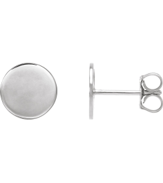 88265 Earring 14K White 8 X 8 Mm Each Friction Back Included Polished Engravable Disc Earring