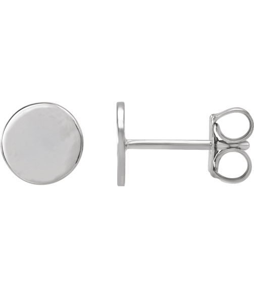 88265 Earring 18K White 6.3 X 6.3 Mm Pair Friction Backs Included Polished Engravable Disc Earrings