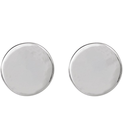 88265 Earring 18K White 6.3 X 6.3 Mm Pair Friction Backs Included Polished Engravable Disc Earrings