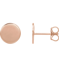 88265 Earring 14K Rose 8 X 8 Mm Each Friction Back Included Polished Engravable Disc Earring