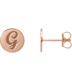 88265 Earring 14K Rose 8 X 8 Mm Each Friction Back Included Polished Engravable Disc Earring