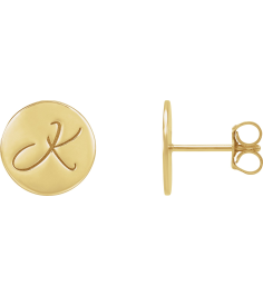 88265 Earring 18K Yellow 10 X 10 Mm Each Friction Back Included Polished Engravable Disc Earring