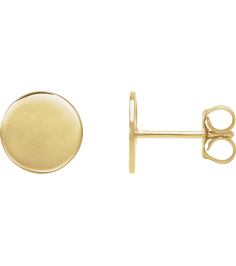 88265 Earring 18K Yellow 8 X 8 Mm Pair Friction Backs Included Polished Engravable Disc Earrings
