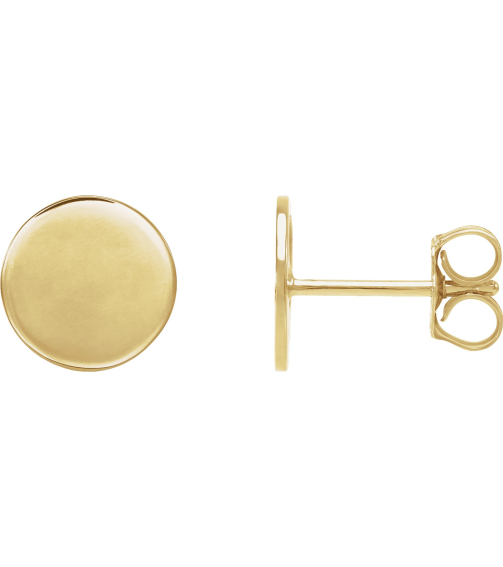 88265 Earring 18K Yellow 8 X 8 Mm Pair Friction Backs Included Polished Engravable Disc Earrings
