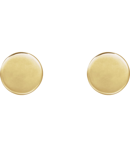 88265 Earring 18K Yellow 8 X 8 Mm Pair Friction Backs Included Polished Engravable Disc Earrings
