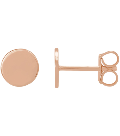 88265 Earring 18K Rose 6.3 X 6.3 Mm Pair Friction Backs Included Polished Engravable Disc Earrings
