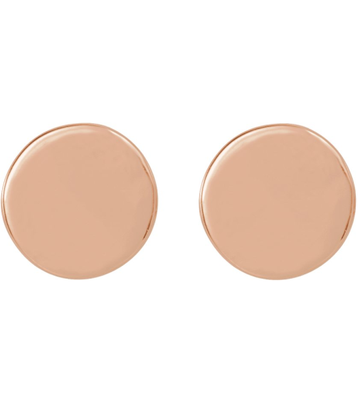 88265 Earring 18K Rose 6.3 X 6.3 Mm Pair Friction Backs Included Polished Engravable Disc Earrings