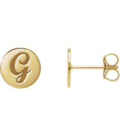 88265 Earring 18K Yellow 8 X 8 Mm Each Friction Back Included Polished Engravable Disc Earring