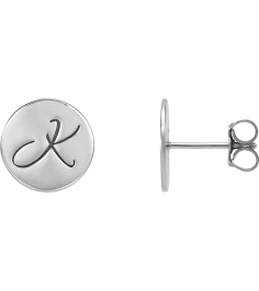 88265 Earring Platinum 10 X 10 Mm Each Friction Back Included Polished Engravable Disc Earring
