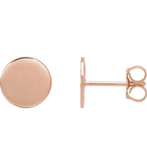88265 Earring 14K Rose 8 X 8 Mm Pair Friction Backs Included Polished Engravable Disc Earrings