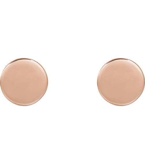 88265 Earring 14K Rose 8 X 8 Mm Pair Friction Backs Included Polished Engravable Disc Earrings