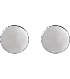 88265 Earring 18K White 10 X 10 Mm Pair Friction Backs Included Polished Engravable Disc Earrings