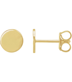 88265 Earring 14K Yellow 6.3 X 6.3 Mm Pair Friction Backs Included Polished Engravable Disc Earrings