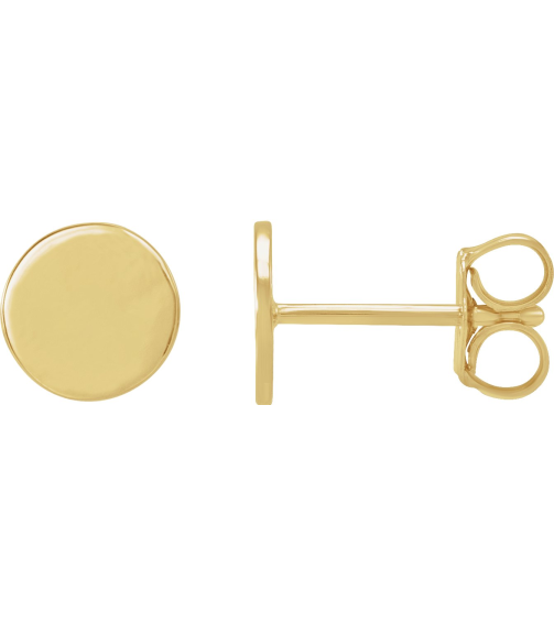 88265 Earring 14K Yellow 6.3 X 6.3 Mm Pair Friction Backs Included Polished Engravable Disc Earrings
