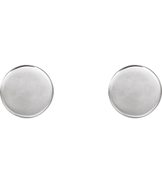 88265 Earring 18K White 8 X 8 Mm Pair Friction Backs Included Polished Engravable Disc Earrings