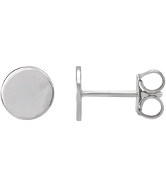 88265 Earring 14K White 6.3 X 6.3 Mm Each Friction Back Included Polished Engravable Disc Earring