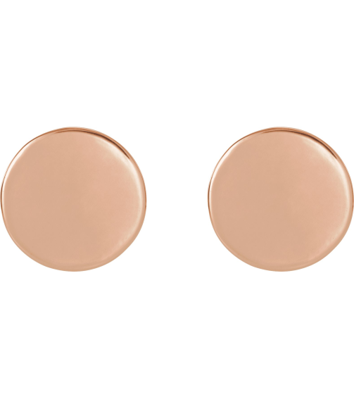 88265 Earring 14K Rose 10 X 10 Mm Pair Friction Backs Included Polished Engravable Disc Earrings
