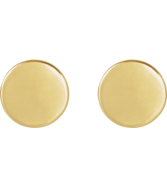 88265 Earring 18K Yellow 10 X 10 Mm Pair Friction Backs Included Polished Engravable Disc Earrings
