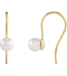 88207 Earring Set Cultured White Akoya Pearl Pearl 6 Mm 14K Yellow Pair Backless Polished Cultured White Akoya Pearl Wire Earrings