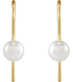 88207 Earring Set Cultured White Akoya Pearl Pearl 6 Mm 14K Yellow Pair Backless Polished Cultured White Akoya Pearl Wire Earrings