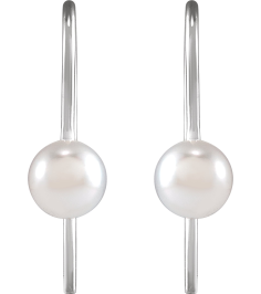 88207 Earring Set Cultured White Akoya Pearl Pearl 4 Mm 14K White Pair Backless Polished Cultured White Akoya Pearl Wire Earrings