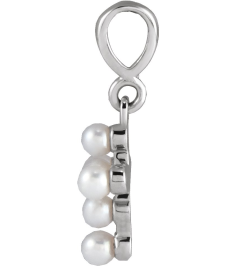 R50023 Pendant Set Sterling Silver Pearl Cultured White Seed Pearl 2 Mm Polished Cultured White Seed Pearl Youth Pendant