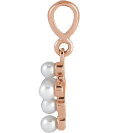 R50023 Pendant Set 14K Rose Pearl Cultured White Seed Pearl 2 Mm Polished Cultured White Seed Pearl Youth Pendant
