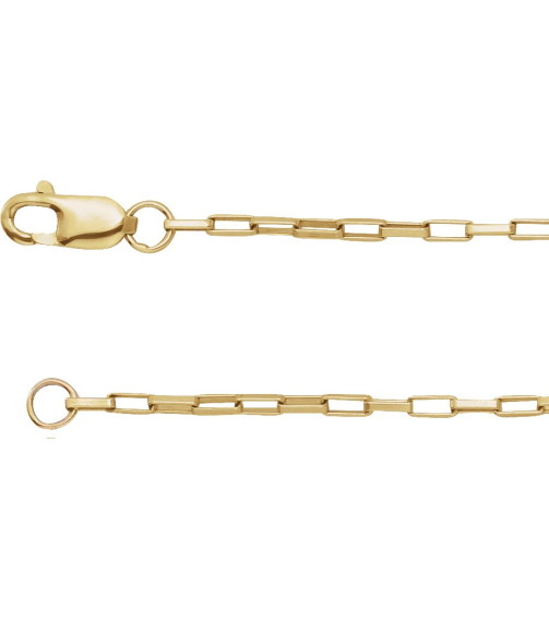 Ch1214 14K Yellow Box 1.2 Mm 24 In Lobster Clasp Polished Elongated Box Chain
