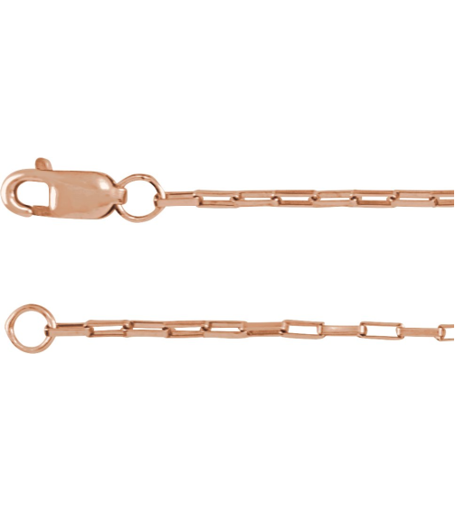 Ch1214 14K Rose Box 1.2 Mm 20 In Lobster Clasp Polished Elongated Box Chain