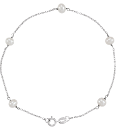 Brc1880 Bracelet Set 14K White Pearl Cultured White Freshwater Pearl 4.0-4.5 Mm 7 In Polished Cultured White Pearl Station Bracelet