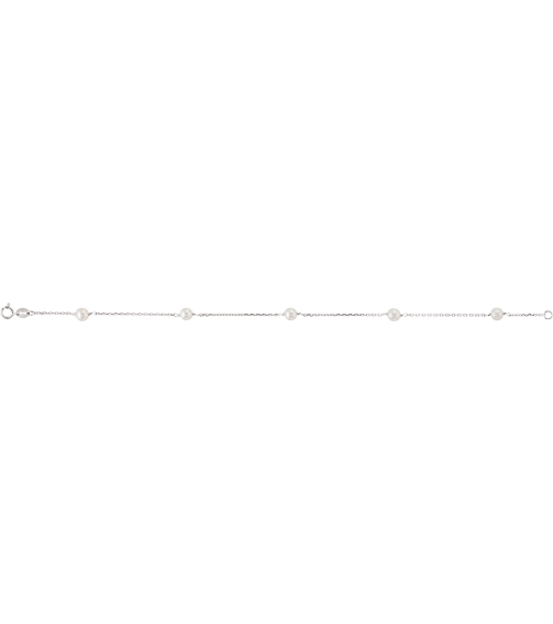 Brc1880 Bracelet Set 14K White Pearl Cultured White Freshwater Pearl 4.0-4.5 Mm 7 In Polished Cultured White Pearl Station Bracelet