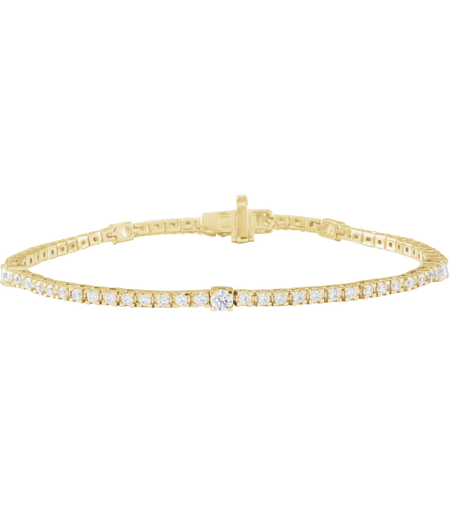 Brc902 Bracelet Set 14K Yellow Round Lab-Grown Diamond Lab-Grown Diamond 1.7Mm 1 34 Ctw Si1-Si2, G-H 7 In Polished 1 34 Ctw Lab-Grown Diamond Line Bracelet