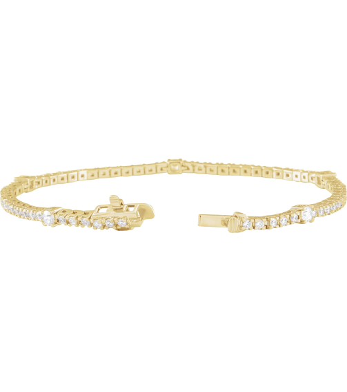 Brc902 Bracelet Set 14K Yellow Round Lab-Grown Diamond Lab-Grown Diamond 1.7Mm 1 34 Ctw Si1-Si2, G-H 7 In Polished 1 34 Ctw Lab-Grown Diamond Line Bracelet