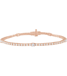 Brc902 Bracelet Set 14K Rose Round Lab-Grown Diamond Lab-Grown Diamond 1.7Mm 1 34 Ctw Si1-Si2, G-H 7 In Polished 1 34 Ctw Lab-Grown Diamond Line Bracelet