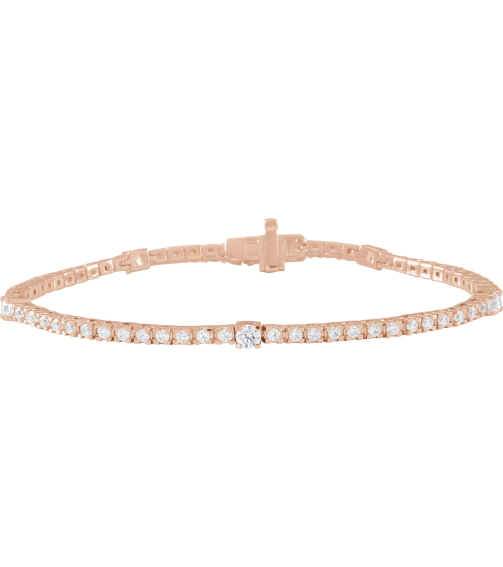 Brc902 Bracelet Set 14K Rose Round Lab-Grown Diamond Lab-Grown Diamond 1.7Mm 1 34 Ctw Si1-Si2, G-H 7 In Polished 1 34 Ctw Lab-Grown Diamond Line Bracelet