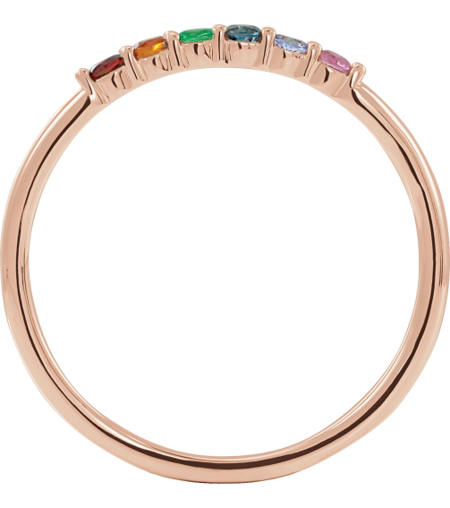 123288 Ring Set 14K Rose Natural Multi-Gemstone Round 1.75 Mm Polished Natural Multi-Gemstone Stackable Ring