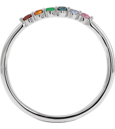 123288 Ring Set Platinum Natural Multi-Gemstone Round 1.75 Mm Polished Natural Multi-Gemstone Stackable Ring