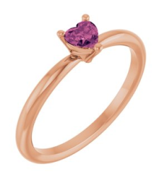 72309 Ring Set 14K Rose Natural Pink Tourmaline Heart 4 X 4 Mm Polished Natural Pink Tourmaline Solitaire Ring
