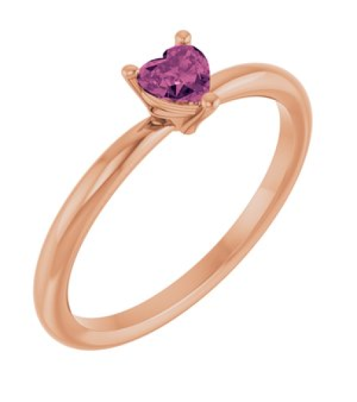 72309 Ring Set 14K Rose Natural Pink Tourmaline Heart 4 X 4 Mm Polished Natural Pink Tourmaline Solitaire Ring