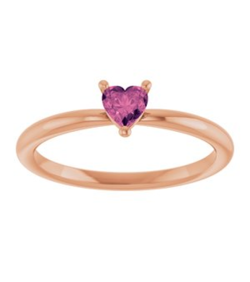 72309 Ring Set 14K Rose Natural Pink Tourmaline Heart 4 X 4 Mm Polished Natural Pink Tourmaline Solitaire Ring