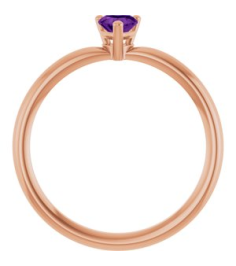 72309 Ring Set 14K Rose Natural Amethyst Heart 4 X 4 Mm Polished Natural Amethyst Solitaire Ring