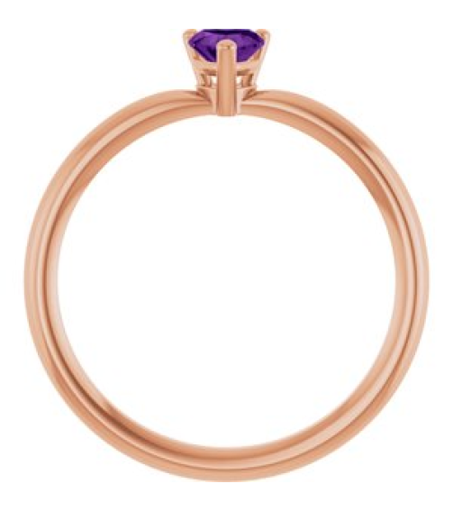 72309 Ring Set 14K Rose Natural Amethyst Heart 4 X 4 Mm Polished Natural Amethyst Solitaire Ring
