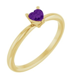 72309 Ring Set 14K Yellow Natural Amethyst Heart 4 X 4 Mm Polished Natural Amethyst Solitaire Ring