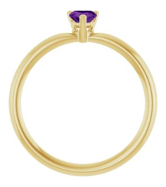 72309 Ring Set 14K Yellow Natural Amethyst Heart 4 X 4 Mm Polished Natural Amethyst Solitaire Ring