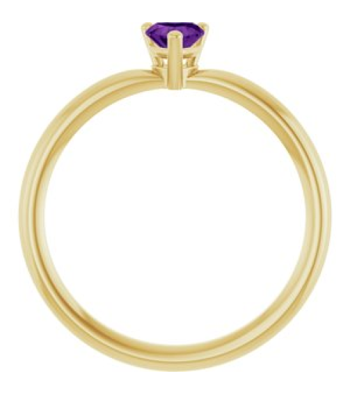 72309 Ring Set 14K Yellow Natural Amethyst Heart 4 X 4 Mm Polished Natural Amethyst Solitaire Ring