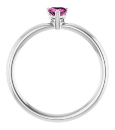 72309 Ring Set Sterling Silver Natural Pink Tourmaline Heart 4 X 4 Mm Polished Natural Pink Tourmaline Solitaire Ring