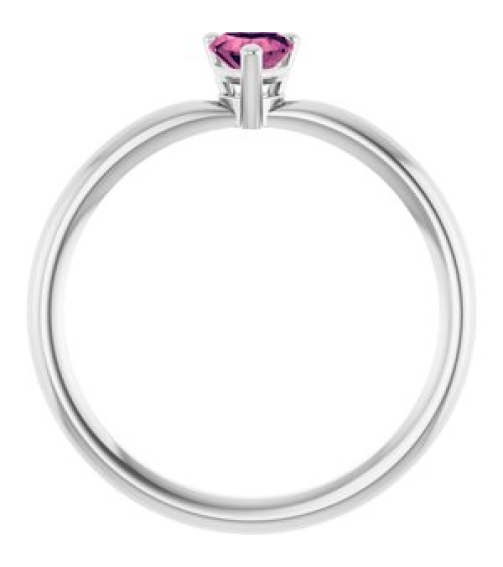 72309 Ring Set Sterling Silver Natural Pink Tourmaline Heart 4 X 4 Mm Polished Natural Pink Tourmaline Solitaire Ring